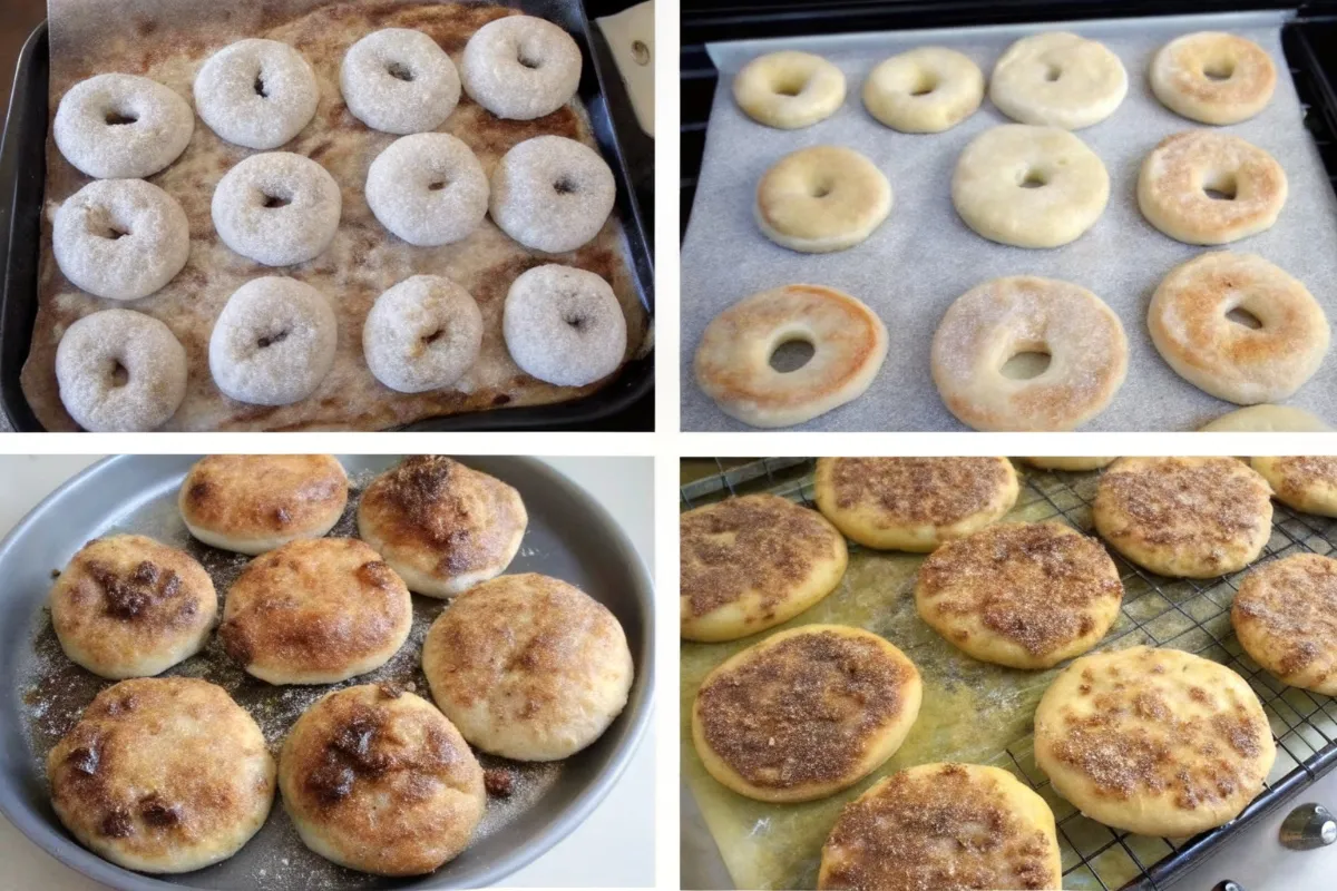 Freshly baked cinnamon sugar bagels with a sweet topping