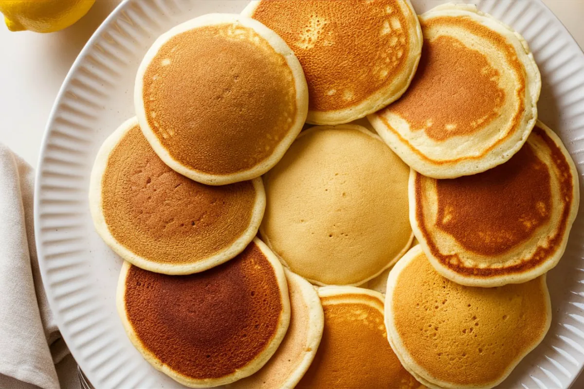 Golden, fluffy lemon ricotta pancakes topped with fresh berries and maple syrup.