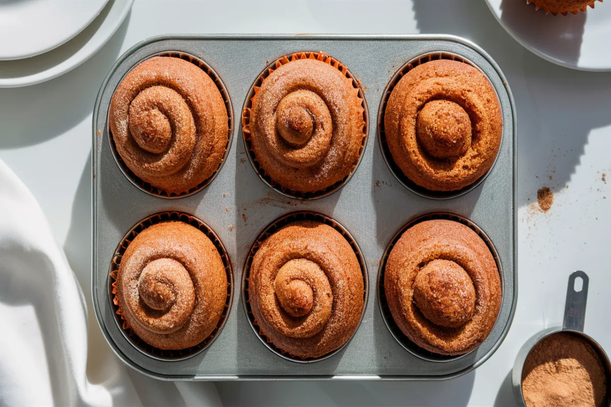 Flaky homemade cruffins with cinnamon sugar coating in muffin tin