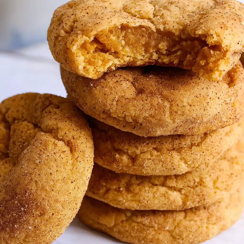 Soft and chewy pumpkin snickerdoodles with cinnamon sugar coating arranged on a white plate with fall decorations