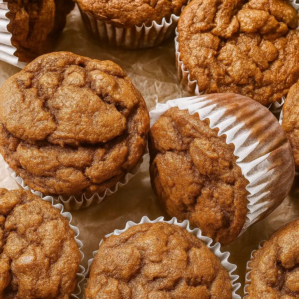 Golden brown pumpkin banana muffins with chocolate chips and cinnamon streusel topping arranged on a wire cooling rack
