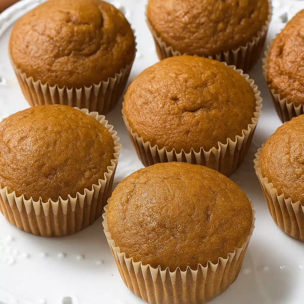 Pumpkin cupcakes topped with cinnamon cream cheese frosting, arranged on a cooling rack with fall-themed decor.